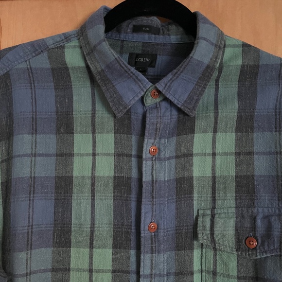 J. Crew Plaid Flannel Shirt 100% Cotton Slim Size Large - Picture 1 of 7